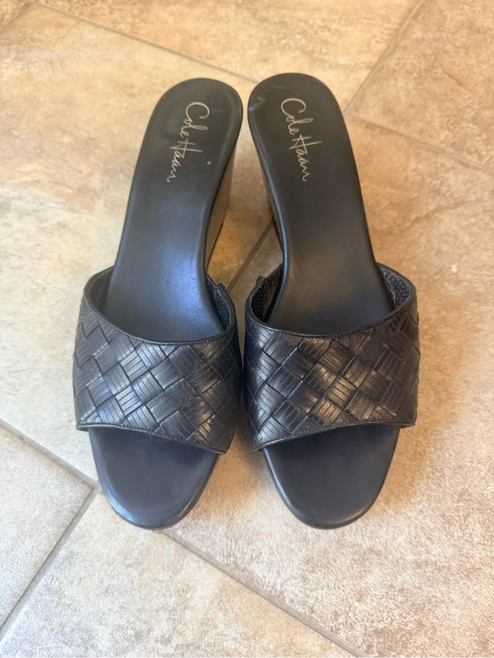 COLE HAAN Woven Platform Wedge Sandals